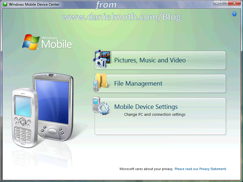 The Moth - Vista: Windows Mobile Device Center